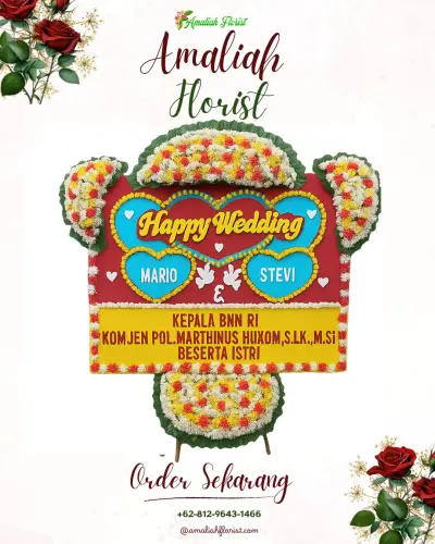 Karangan Papan Bunga Pernikahan di Larangan Jambe